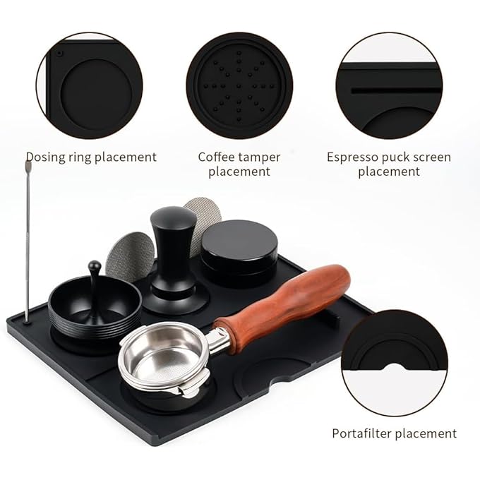 NALACAL حصيرة دك الإسبريسو المصنوعة من السيليكون الآمن غذائيًا، حصيرة دك القهوة غير القابلة للانزلاق، محطة دك الإسبريسو، ملحقات الإسبريسو، أداة لباريستا، أداة للمنزل والمطبخ والبار والمقهى، 984 بوصة × 787 بوصة - Image 2