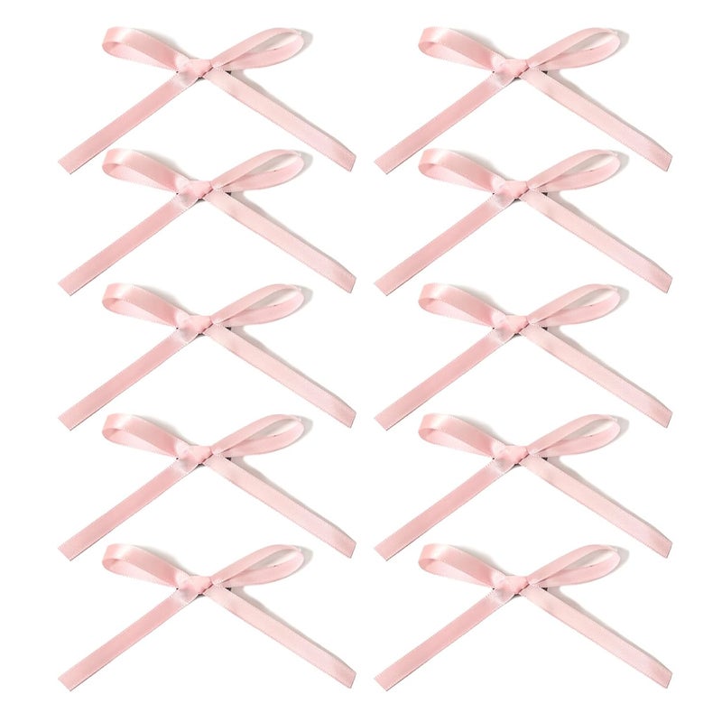 Cerun 10 PCS Satin Ribbon Bows for Women and Girls | Small Handmade Pink Ribbon Bows for Crafts, Gift Wrapping, DIY Projects, Hair Accessories, Party Decorations and Clothing Embellishments - Image 1