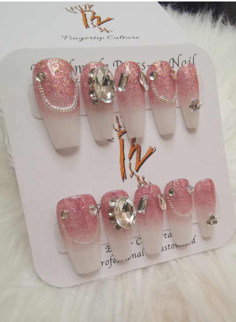 Binzo Beauty Handmade Press On Nails, 10pcs, Nails Art , Acrylic Nails, False Nails, Luxury Collection, Luxury Nails Arts, New Accessories， Wedding Nails，Party Nails. - Image 2