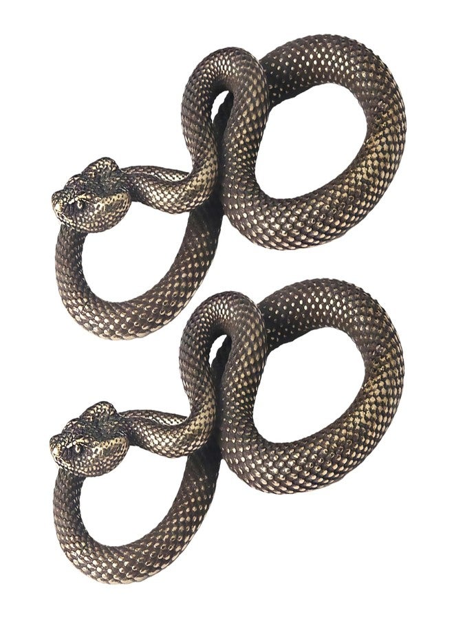 SelHeng 2Pcs Bronze Snake Figurine Decor High Simulation Fantasy Brass Vintage Style Snake Statue for Office Snake Sculpture for Desktop, Bronze,Men's Pendants,Men - Image 1