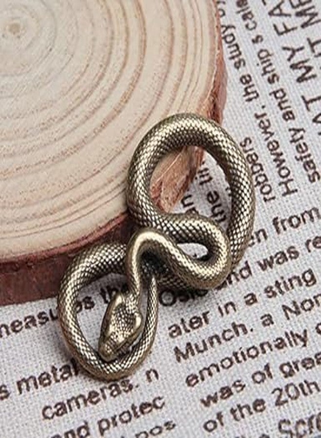 SelHeng 2Pcs Bronze Snake Figurine Decor High Simulation Fantasy Brass Vintage Style Snake Statue for Office Snake Sculpture for Desktop, Bronze,Men's Pendants,Men - Image 5