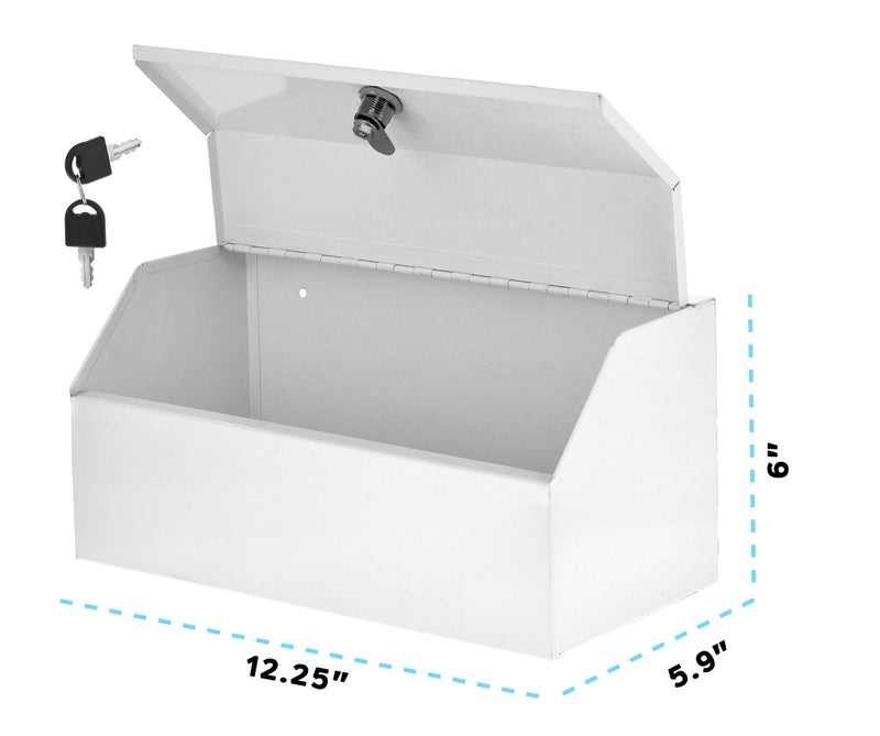 AdirMed Locking Medicine Box, First Aid Steel Lock Box for Medication, Small Wall Mounted Medicine Lock Box with Key, 6"D x 12.25"W x 5.9"H - Image 3