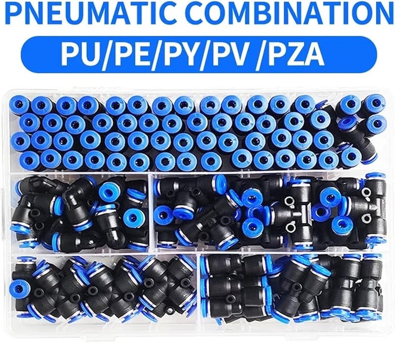 114Pcs Push To Connect Fittings Kit 4mm Outer Pneumatic Connectors PU PE PZA PY PV PG - Image 4