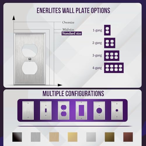 ENERLITES Duplex Receptacle Metal Wall Plate, Stainless Steel Outlet Cover, Corrosion Resistant, Size 1-Gang 4.50" x 2.76", UL Listed, 7721, 430, Silver - Image 5