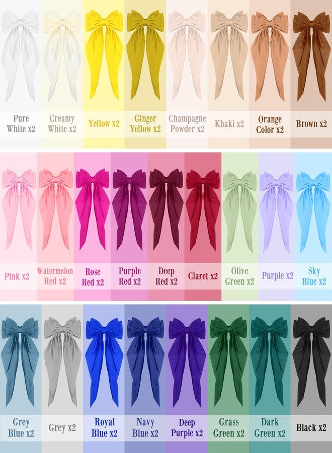 Mimorou 50 Pack Big Hair Bows Bulk Silky Satin Oversized Hair Bows for Women Bow Hair Clips Large Hair Ribbons Long Tail Large Hair Barrettes Hair Accessories Gifts - Image 3