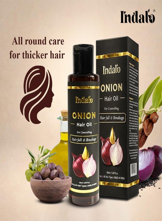 Indalo Onion Hair Oil with Onion & Black Seed Oil | Controls Hair Fall & Breakage | Improves Scalp Health | Suitable for All Hair Types | 100ml - Image 2