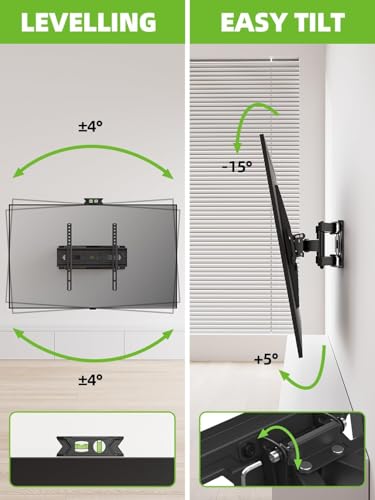 USX MOUNT TV Wall Mount for 32-65 inch Flat Screen/LED/4K up to 110lbs, Full Motion TV Mount Bracket with Swivel & Tilt Articulating Dual Arms, Max VESA 400x400mm, Fits 12/16" Wood Studs - Image 4
