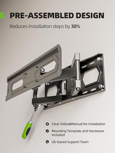 USX MOUNT TV Wall Mount for 32-65 inch Flat Screen/LED/4K up to 110lbs, Full Motion TV Mount Bracket with Swivel & Tilt Articulating Dual Arms, Max VESA 400x400mm, Fits 12/16" Wood Studs - Image 3