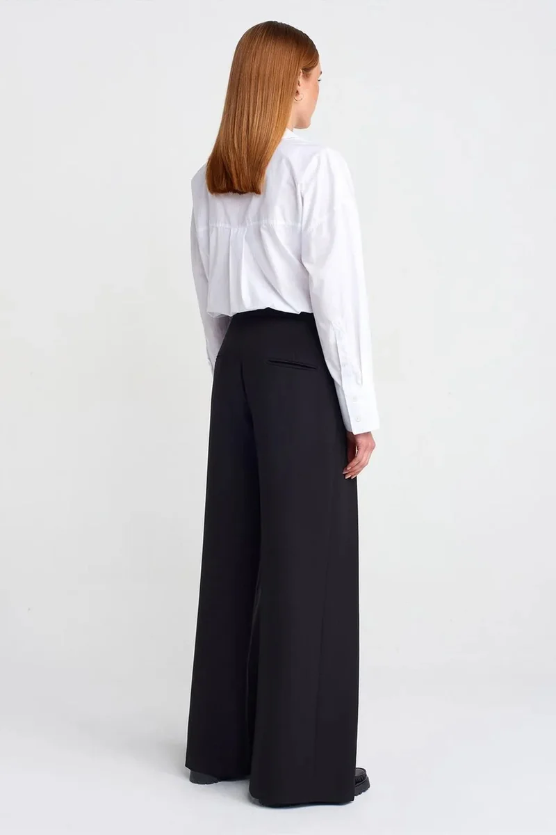 ديلفين DILVIN Women’s High-Waist Wide-Leg Crepe Trousers