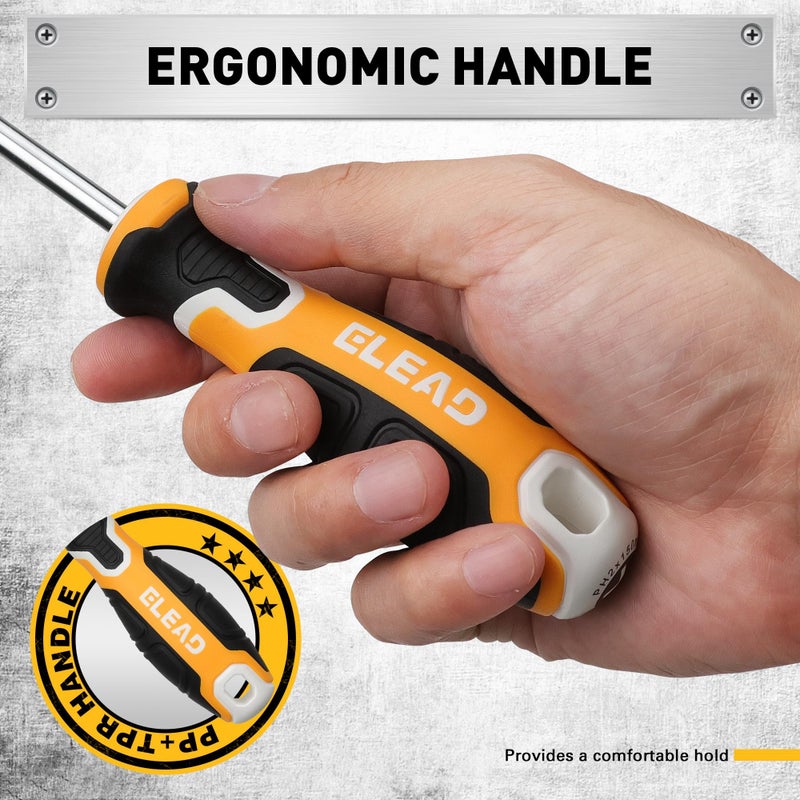 ELEAD 6-Piece Magnetic Screwdrivers Set, 3 Phillips and 3 Slotted Tips Professional Cushion Grip Screwdriver Set - Image 4