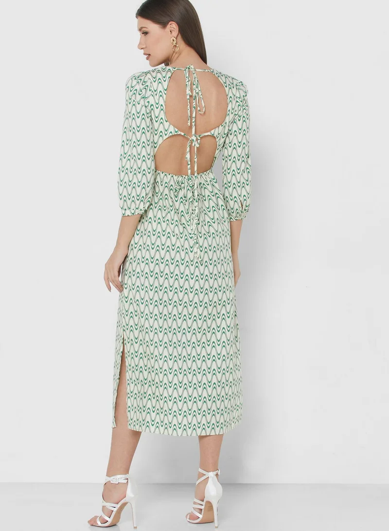 GLAMOROUS Side Slit Printed Dress