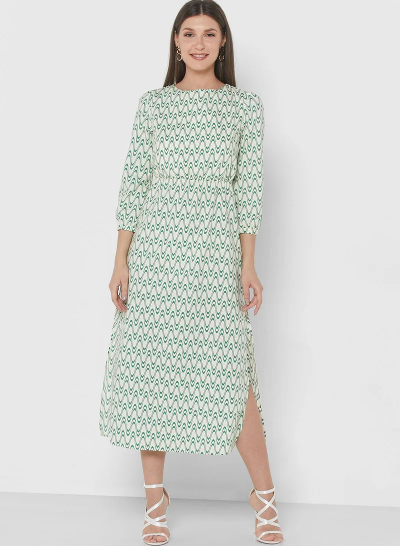 GLAMOROUS Side Slit Printed Dress
