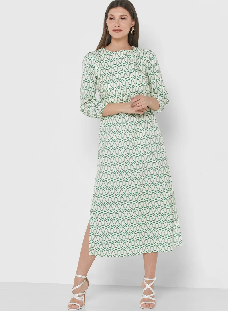 GLAMOROUS Side Slit Printed Dress