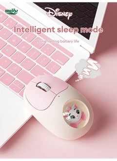 Disney QS-MS02 Marie Cat & Wireless Mouse, Cute Design, Low Sound, Rechargeable 2.4G/Wireless Dual Mode With Sleep Mode For Power Saving, Suitable For Laptop & Desktop Computer, Applicable For Gaming