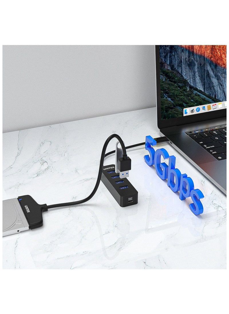 H1117B USB3.0 Hub With Optional USB-C Power (4-in-1)  (4*USB-A), with USB-C Power Port)