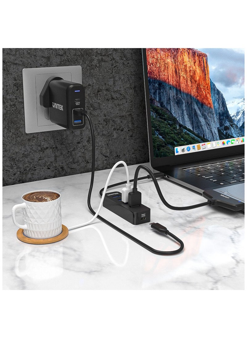 H1117B USB3.0 Hub With Optional USB-C Power (4-in-1)  (4*USB-A), with USB-C Power Port)