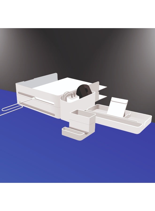 Dolphin ST-12 Elite Desk Organizer, Multi-Function Storage with Drawer, Phone & Tablet Stand, Cable Management Design - Image 1