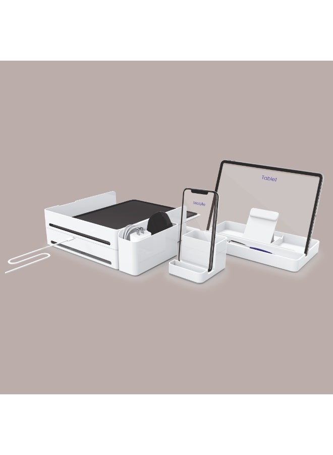 Dolphin ST-12 Elite Desk Organizer, Multi-Function Storage with Drawer, Phone & Tablet Stand, Cable Management Design - Image 3