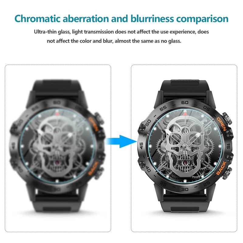 Suoman 3-Pack 1.39" Screen Protector for SUNKTA K52 Military Smartwatch, 2.5D 9H Hardness Tempered Glass Screen Protective Film - Image 3