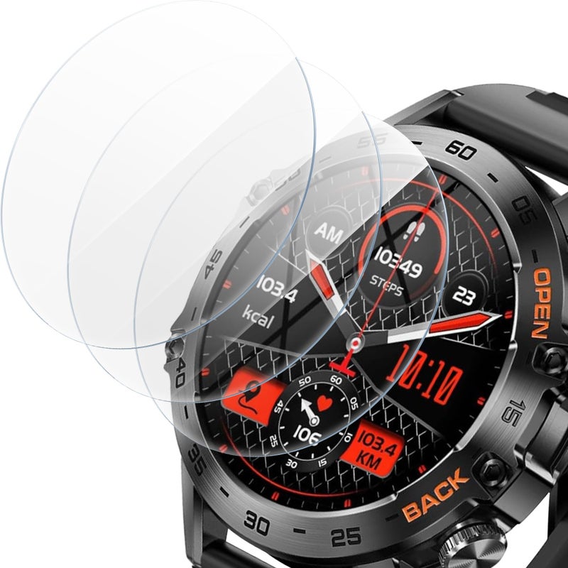 Suoman 3-Pack 1.39" Screen Protector for SUNKTA K52 Military Smartwatch, 2.5D 9H Hardness Tempered Glass Screen Protective Film - Image 1