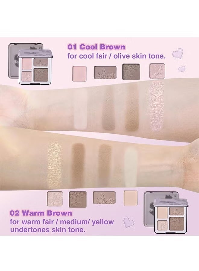 MACK ANDY Face Highlighter Contour Shading Palette, Sculpting Long-lasting Shimmer Pressed Powder Smooth Matte Finish Makeup for Warm Fair Toned Skin with Mirror #02 - Image 3