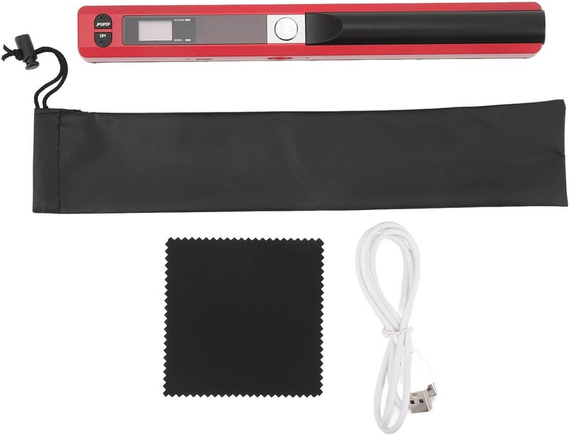 Marhynchus Portable Scanner Handheld Document Scanner with 300DPI 600DPI 900DPI Resolution Modes USB Connection for Business Home Office Use (Red) - Image 1