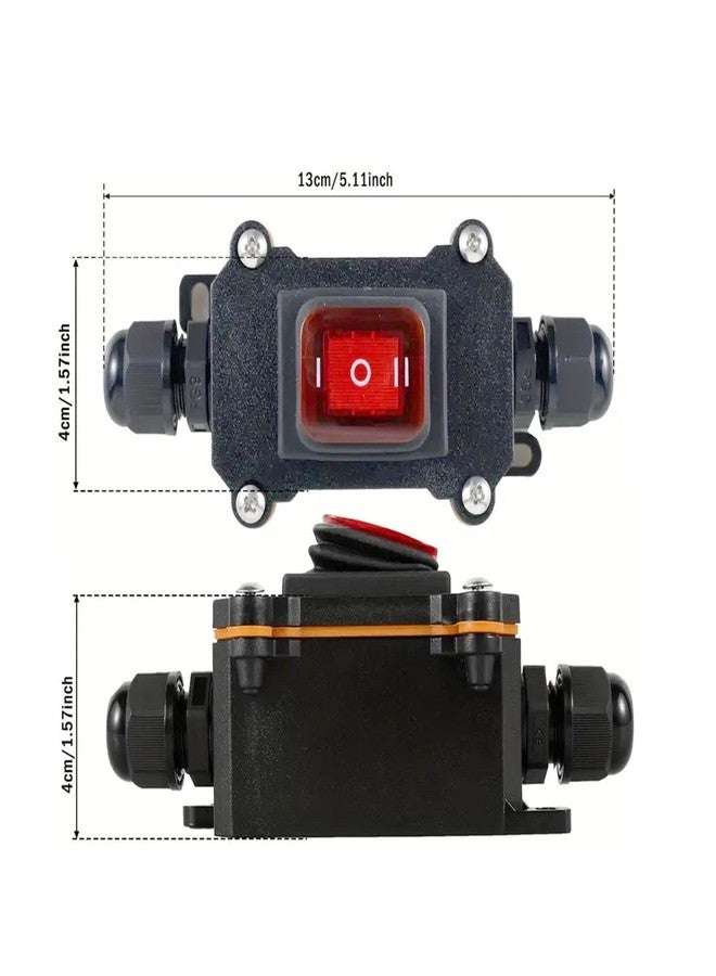 Bstenky Waterproof Inline Cord Switch 12V 20A DC IP66 Red Lighted 2 Position 4 Pin DPST with 16 AWG 6.5FT Electrical Wire Outdoor Inline Power Lamp ON/Off Switch - Image 3