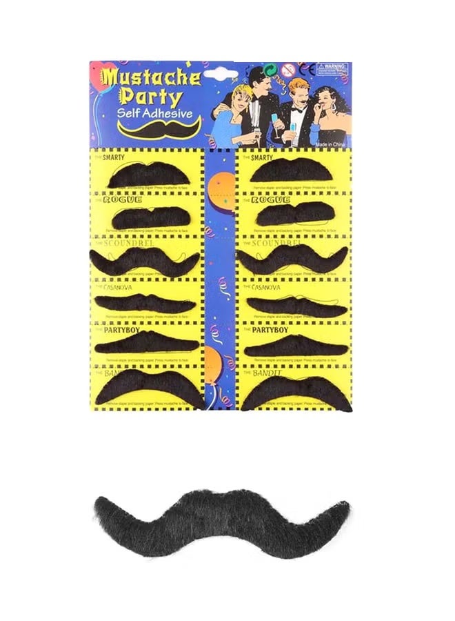 12-Piece Party Fake Moustache Set - Image 1