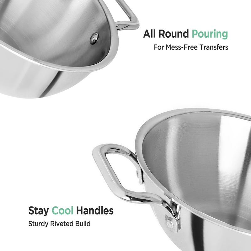 Shritik Triply Stainless Steel Deep Kadhai with Lid, 26 cm, 4 L, Stay Cool Handles, 5-Year Warranty - Image 5
