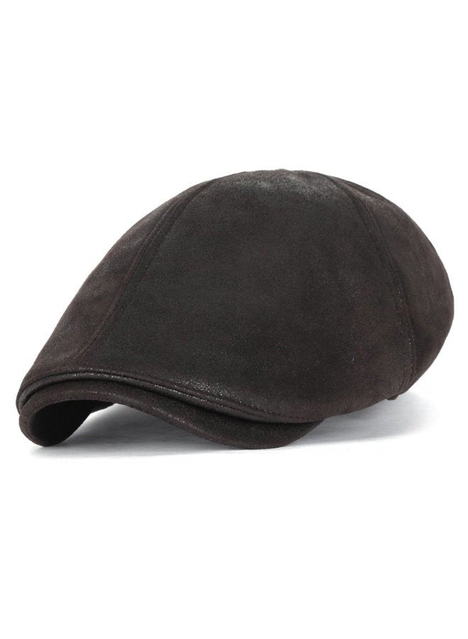 ililily Flat Cap Vintage Cabbie Hat Gatsby Ivy Cap Irish Hunting Newsboy Stretch Big Hat, Dark Brown - Xl, XL - Image 2