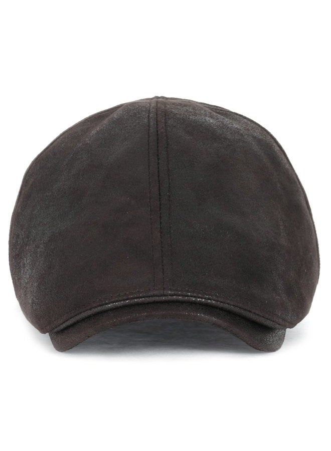 ililily Flat Cap Vintage Cabbie Hat Gatsby Ivy Cap Irish Hunting Newsboy Stretch Big Hat, Dark Brown - Xl, XL - Image 1