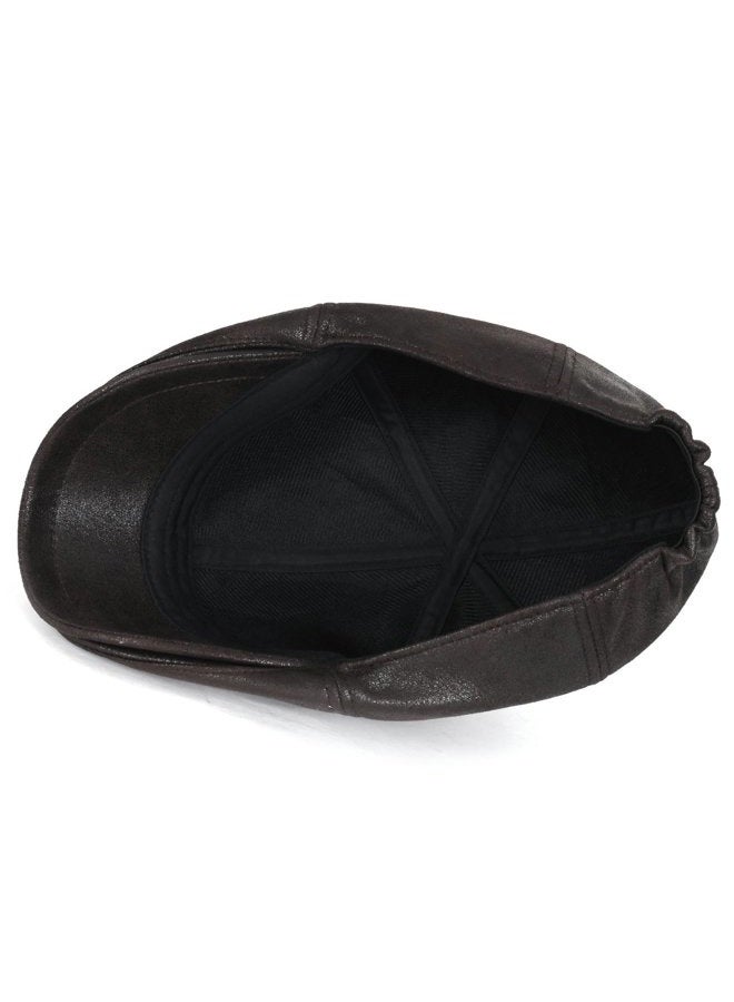 ililily Flat Cap Vintage Cabbie Hat Gatsby Ivy Cap Irish Hunting Newsboy Stretch Big Hat, Dark Brown - Xl, XL - Image 4
