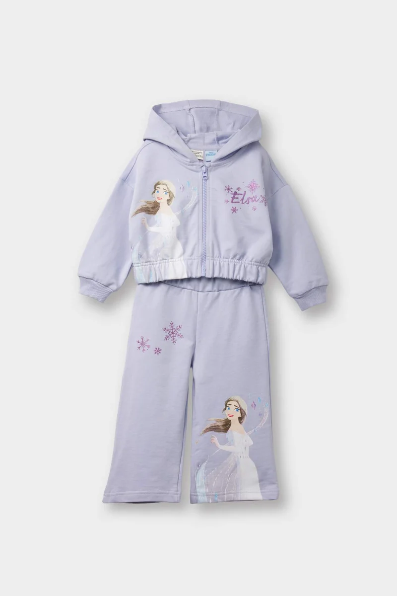 Defacto Baby Girl Frozen Hooded Sweatshirt Sweatpants 2 Piece Set