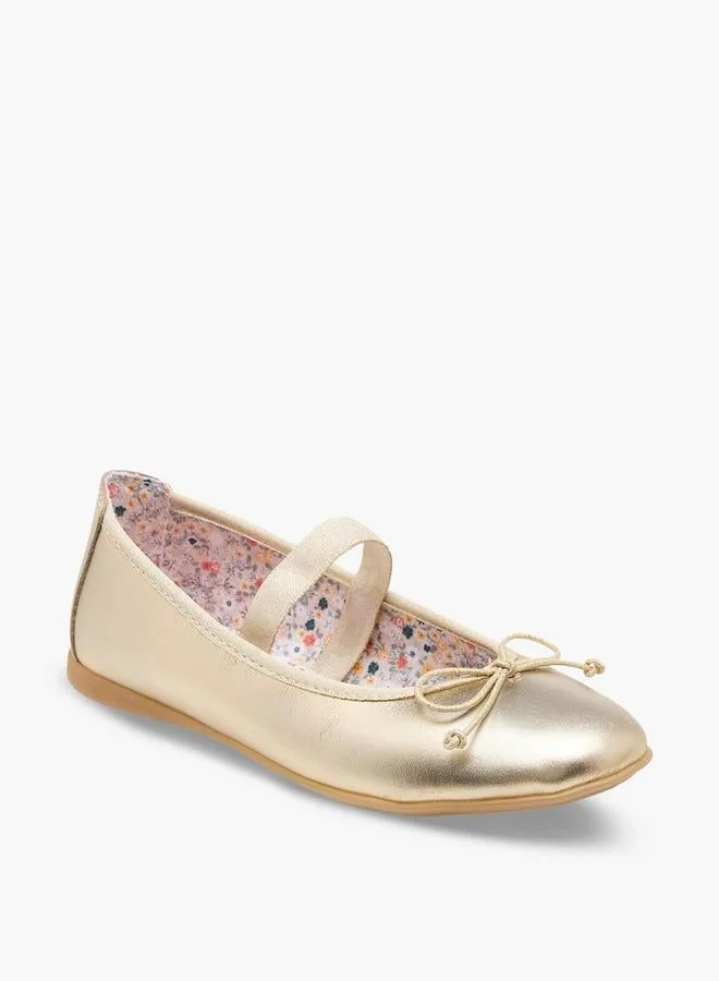 بابلوسكي Girls Bow Trim Leather School Ballerina Shoes