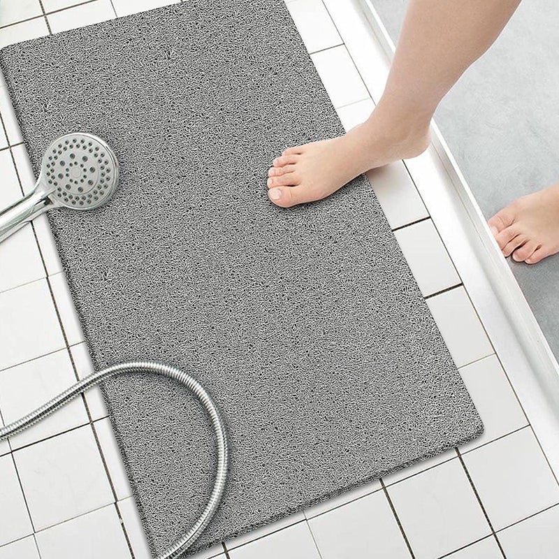 GOPAD PVC Loofah Shower Bathroom Mats Water Soak Bathroom Mat Water Absorbent Door Mat Floor Mat Doormat Shower Safety Bath Tub and Shower Mat Grey 40x80 Cm 1 Pcs - Image 1