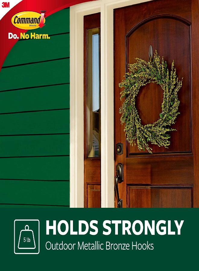 Command Command Outdoor Large Hooks, Bronze, Holds up to 5 lbs, 3-Hooks, 4-Strips, Decorate Damage-Free - Image 2