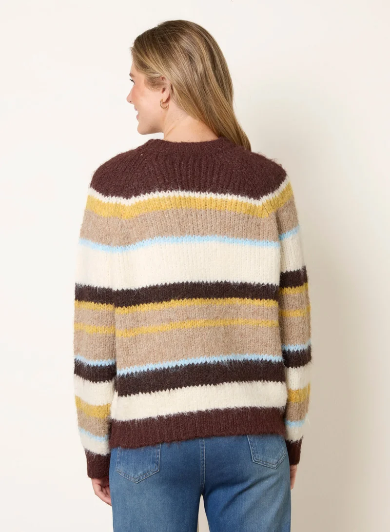 بلو فانيلا Striped Round Neck Knit Jumper