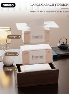 DUNISO Wood Tissue Box Cover, Modern Tissue Box, Decorative Paper Box, Napkin Holder, Tissue Box Dispenser Box for Facial Tissue, Napkins, Dryer Sheets, Facial Tissue Holder for Bathroom, Countertop, Kitchen, Bedroom Dresser and Office Room  - Image 3