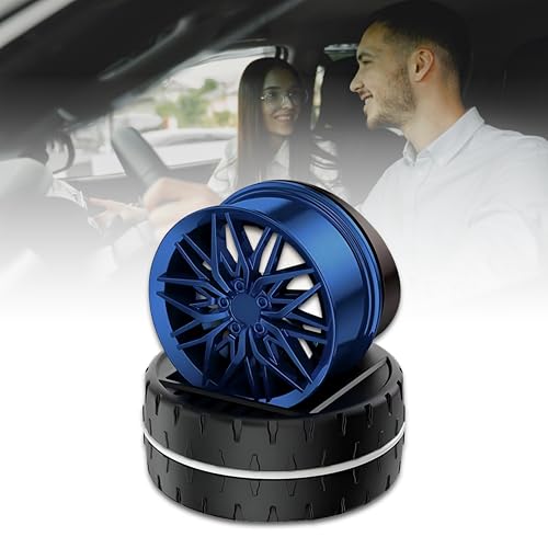 OBEROI'S TRADERS Solar Rotating Car Dashboard Air Freshener/Perfume Diffuser|Metal Body & Alloy Wheel Hub Design With Perfume Liquid For Car Interior Decoration Accessories (Ocean,French),1 Count - Image 1