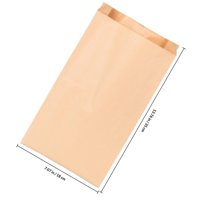 35x18x6cm أكياس وجبات خفيفة من ورق كرافت 100 قطعة أكياس تخزين طعام مقاومة للدهون يمكن التخلص منها - Image 3