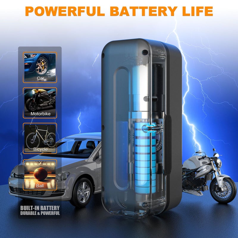 Portable Electric Bike Tire Pump with LED Light and USB Charging - Image 4