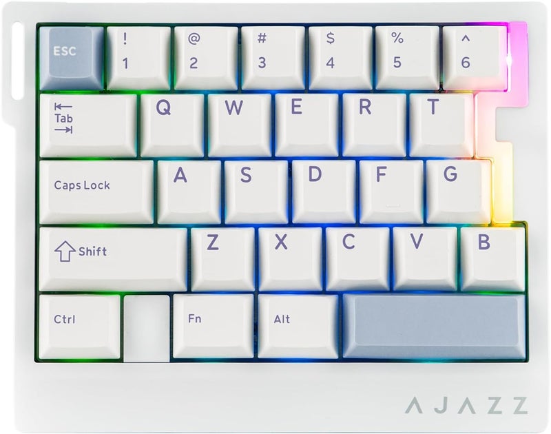 ميكلاندز لوحة مفاتيح ألعاب بيد واحدة من ميكلاندز AJAZZ AK029، معدل استقصاء 8 كيلو هرتز، 29 مفتاحًا سلكيًا سريعًا، SOCD و DKS، مفتاح مغناطيسي، تشغيل قابل للتعديل، إضاءة خلفية RGB، لوحة ألومنيوم (أبيض) - Image 1