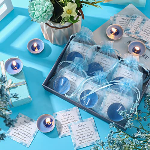 Geosar 50 Sets Baby Shower Party Favors Including 50 Pcs Unscented Tealight Baby Shower Candles Gift Bags Cards for Gender Reveal Party Supplies(Blue) - Image 4