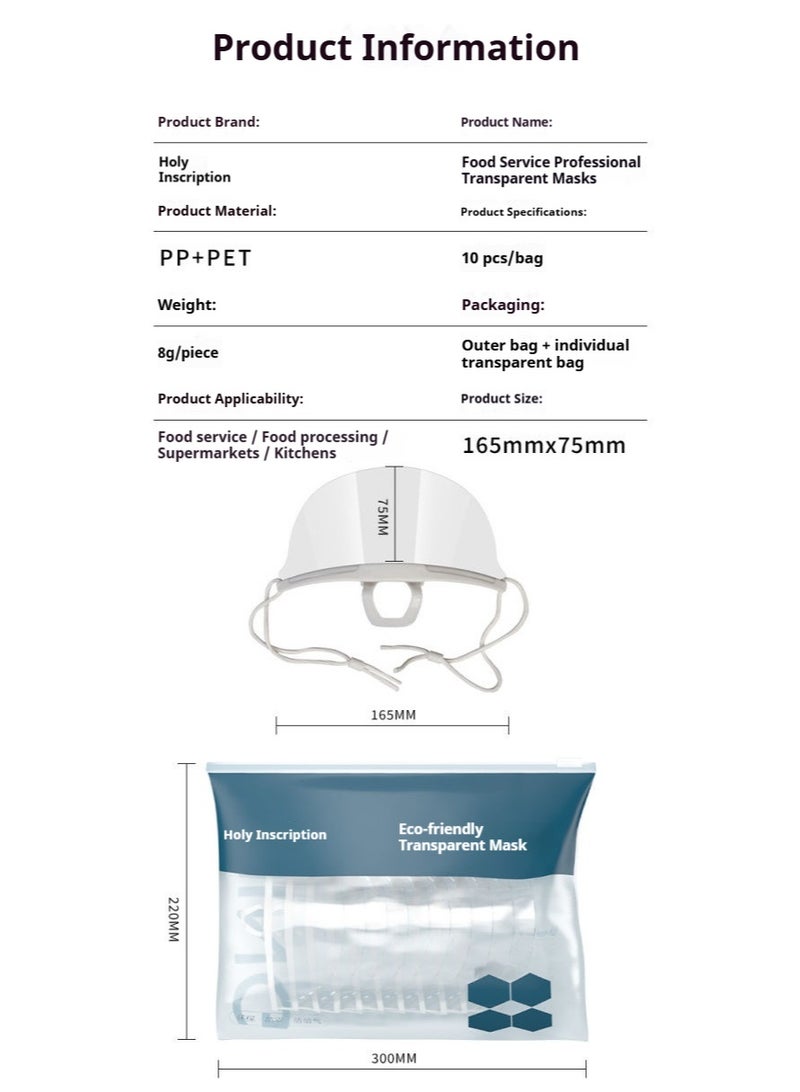 【20 Pack】 Transparent Anti-Fog Mouth Shield – Reusable Clear Face Mask with Chin Rest, Individually Packaged Hygienic Shields for Restaurants, Spas & Salons - Image 5