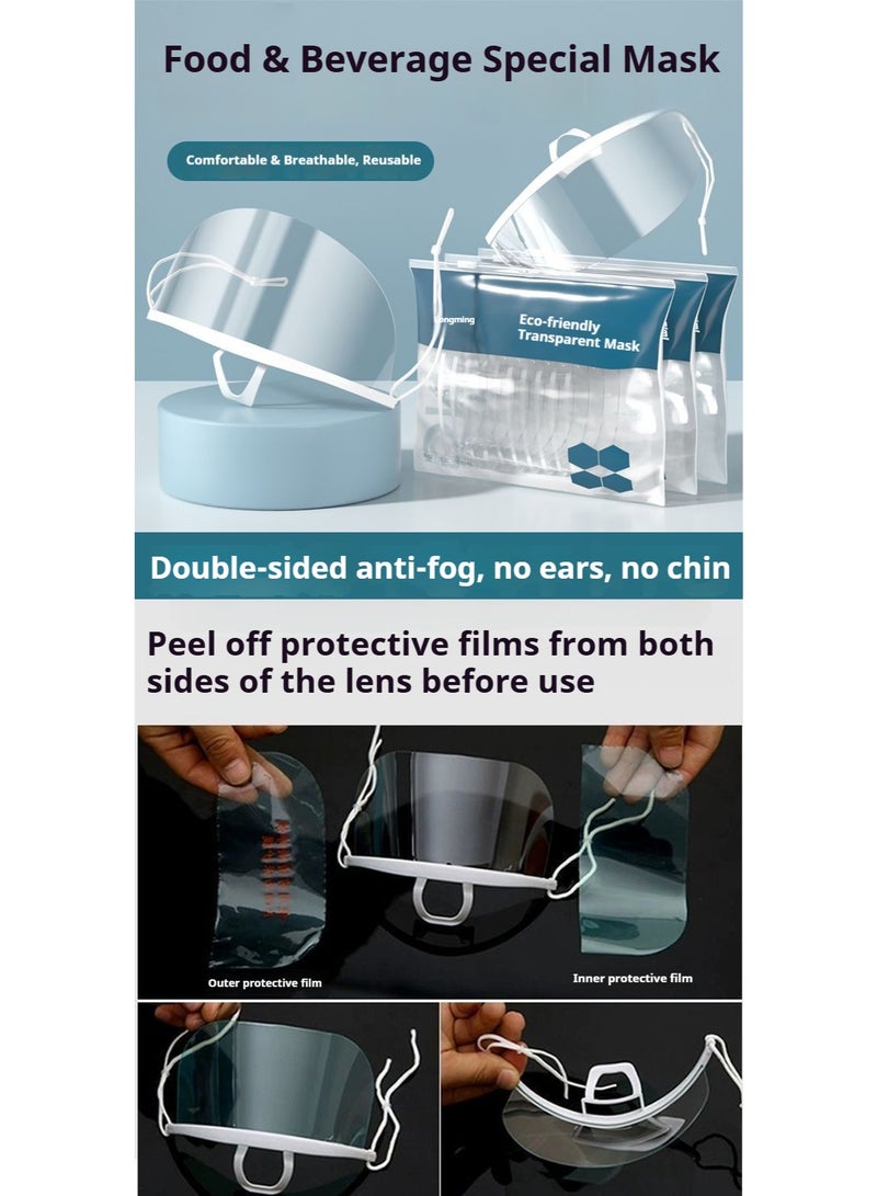 【20 Pack】 Transparent Anti-Fog Mouth Shield – Reusable Clear Face Mask with Chin Rest, Individually Packaged Hygienic Shields for Restaurants, Spas & Salons - Image 3