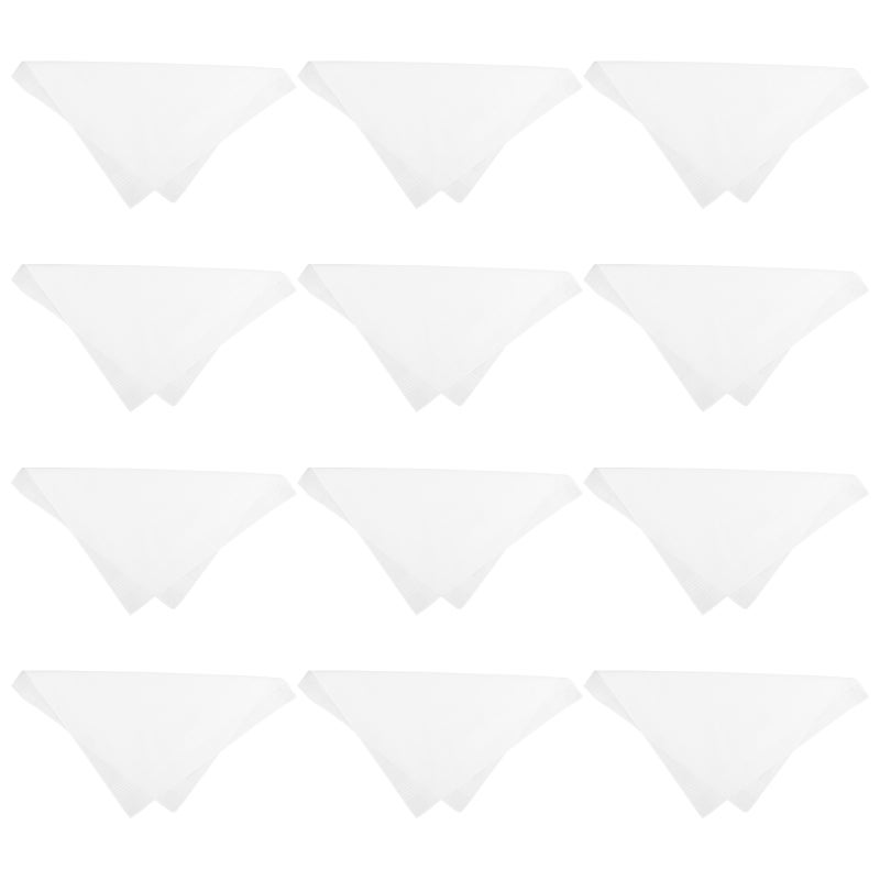 12pcs Cotton Handkerchiefs For Men Women White - Soft Stripe Reusable Formal Suit Pocket Handkerchiefs For Women Home Party - Image 1