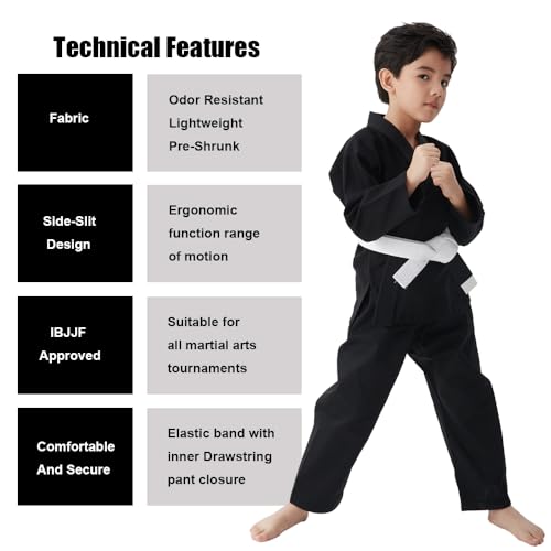 FIGHTSPIRIT Kids Brazilian Jiu Jitsu Gi Youth IBJJF Children’s BJJ Uniform Durable Pant & Jacket Belt Not Included - Image 3