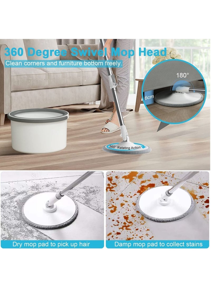 Arabest Spin Mop and Bucket Set 360°Flat Mop with Separation Dirty and Clean Water System 2Pcs Microfiber Pad for All Types of Floor Cleaning - Image 3