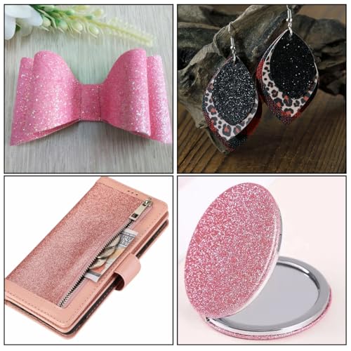 Litchi 32 Colors 8X6 Inches Glitter Faux Leather Fabric Sheets for Leather Bows, Earring, Jewelry Making, Sewing, Shoe Making and Craft Making - Image 5