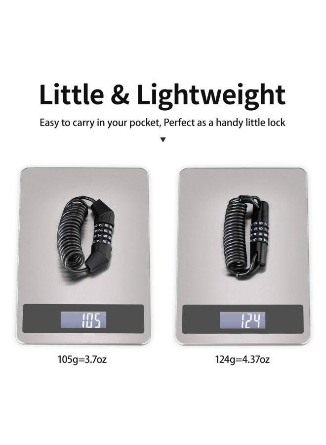 Rockbros Motorcycle Helmet Lock Bike Helmet Lock 4 Digit Little Cable Lock Retractable Luggage Lock Stroller Lock Black 2 Pieces S - Image 2